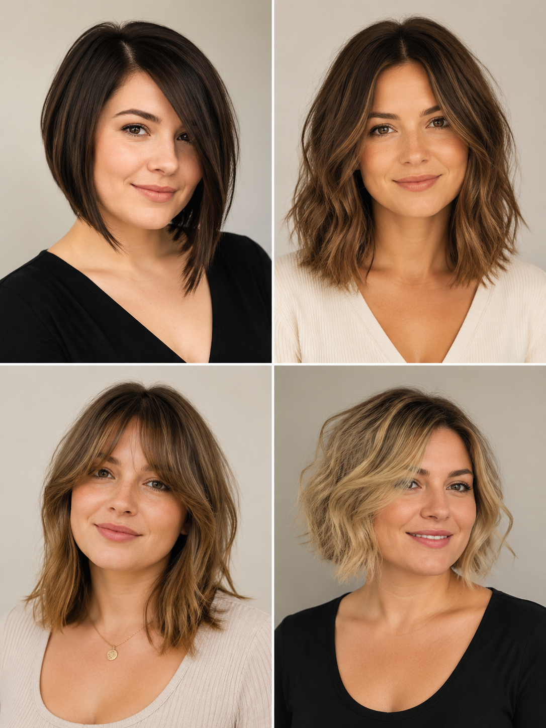 hairstyles for round faces with balanced shape and structure