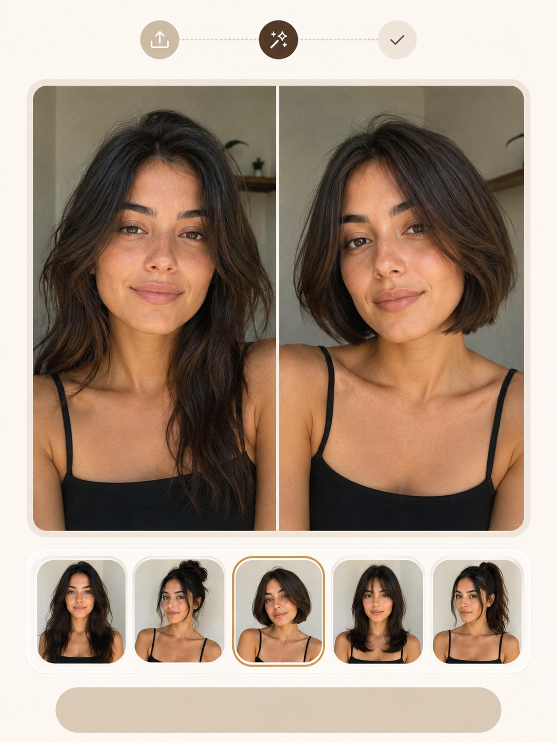 AI Italian bob try on preview on a selfie
