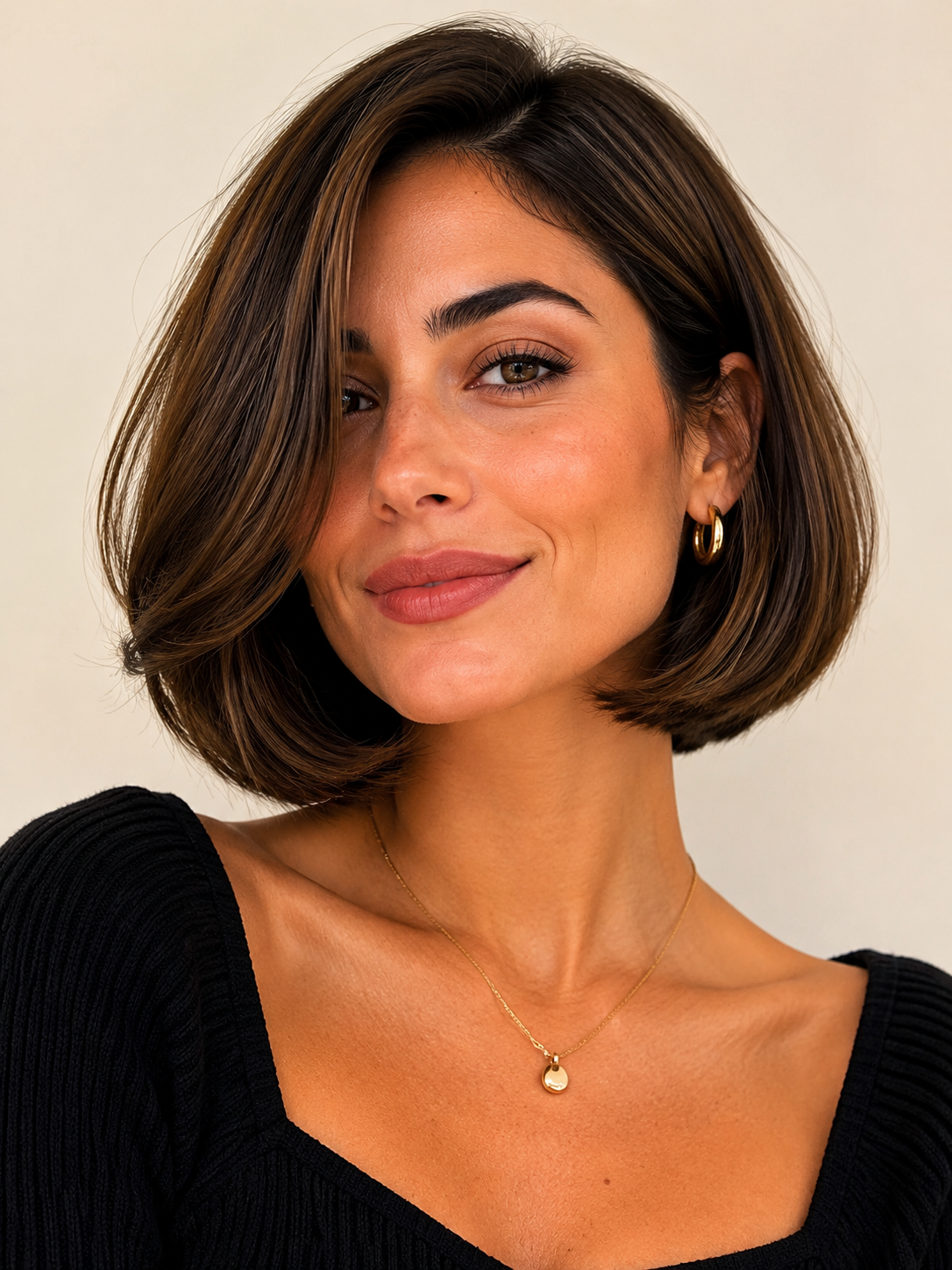 classic Italian bob with full polished shape and rounded ends