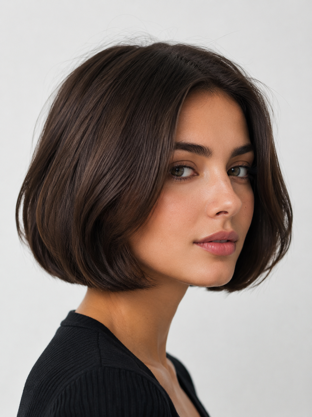 Italian bob with full rounded ends and soft volume around the face
