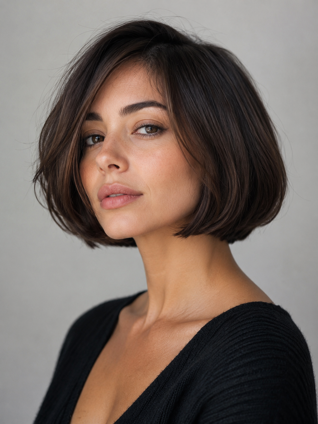 short Italian bob with full chin length shape and soft volume