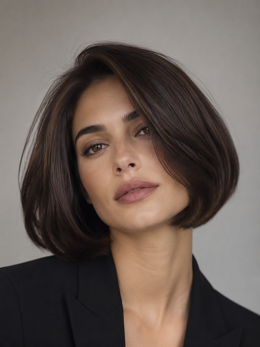 thick hair Italian bob with controlled full shape and soft volume
