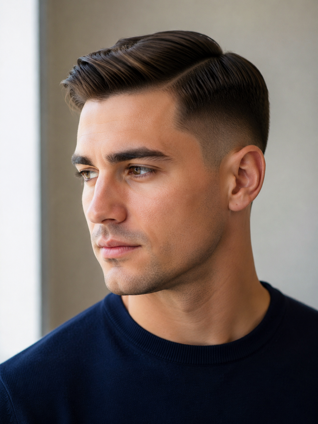 Ivy League fade with modern sides
