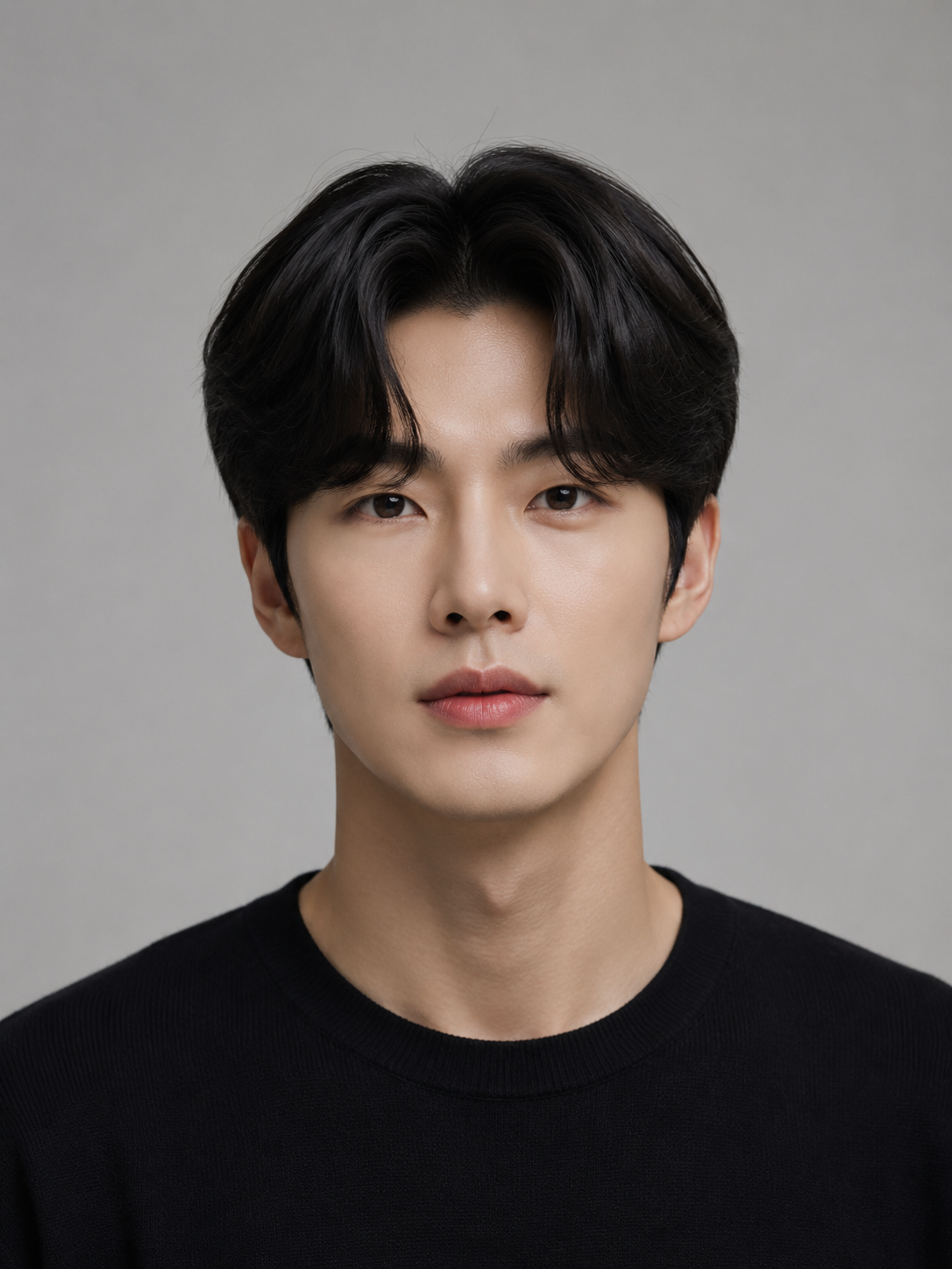 Korean middle part haircut for men