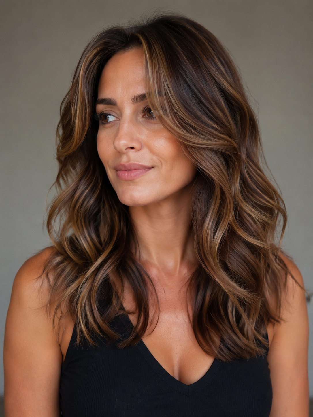 classic layered wavy hair with soft blended waves