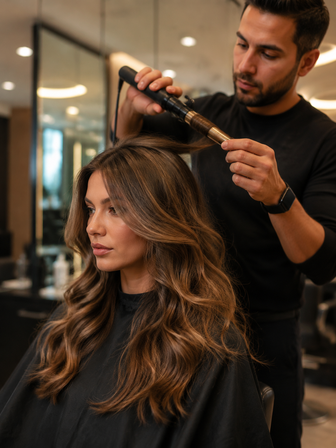 styling layered wavy hair with a diffuser and wave cream