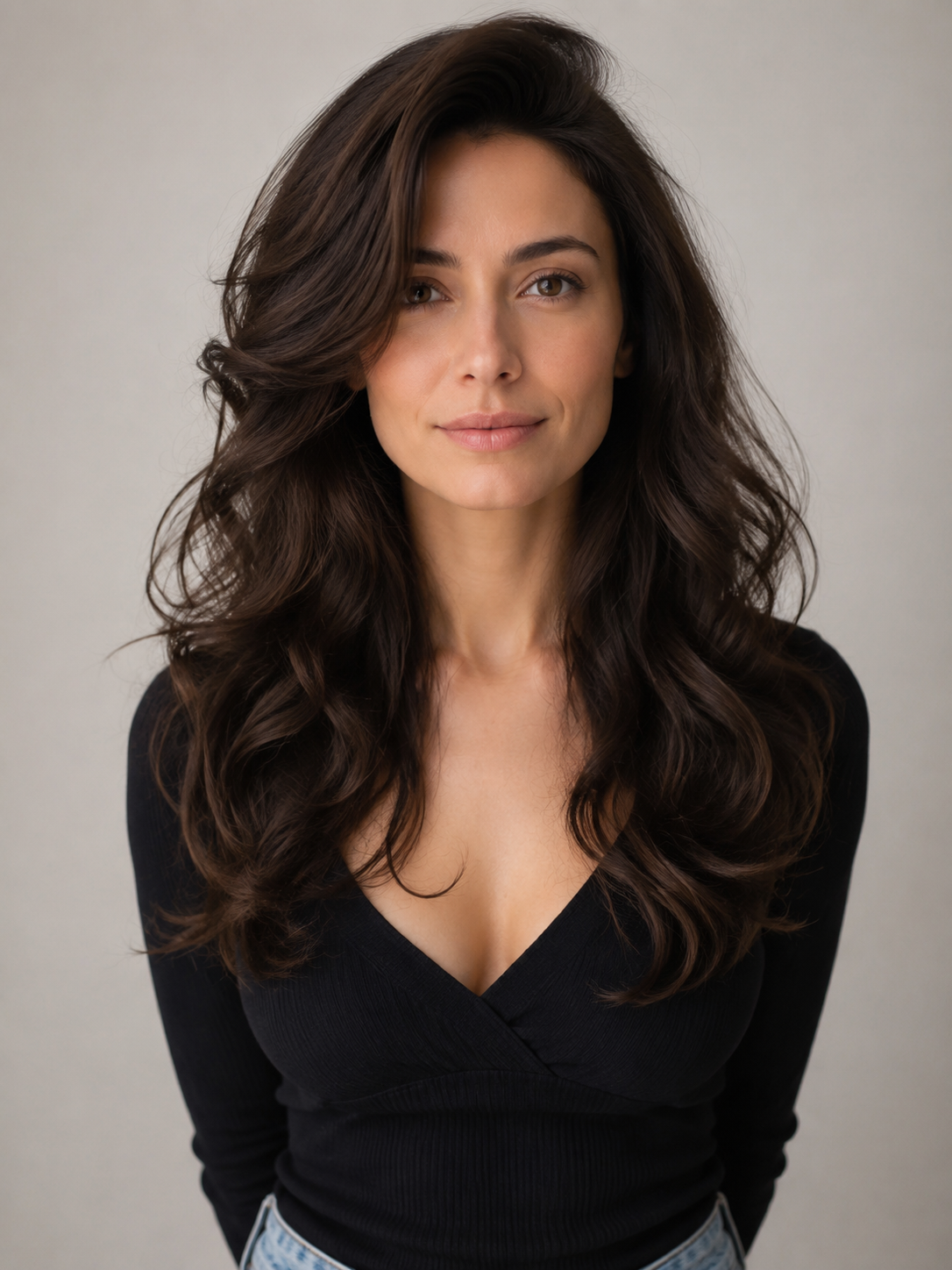 layered wavy hair for thick hair with controlled volume and internal layers