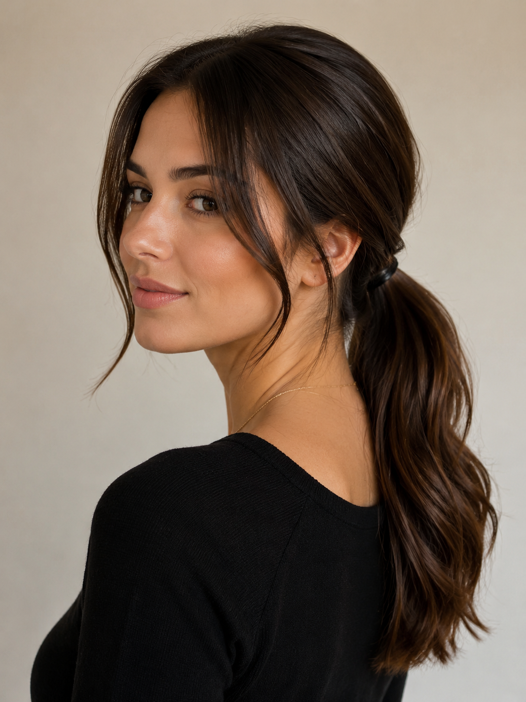 low maintenance low ponytail hairstyle