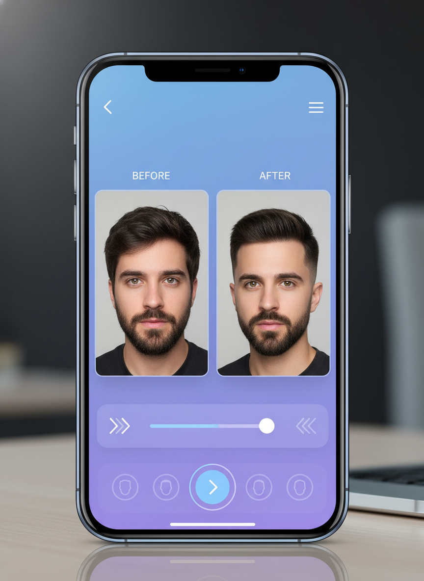 AI low taper fade haircut try on preview before and after