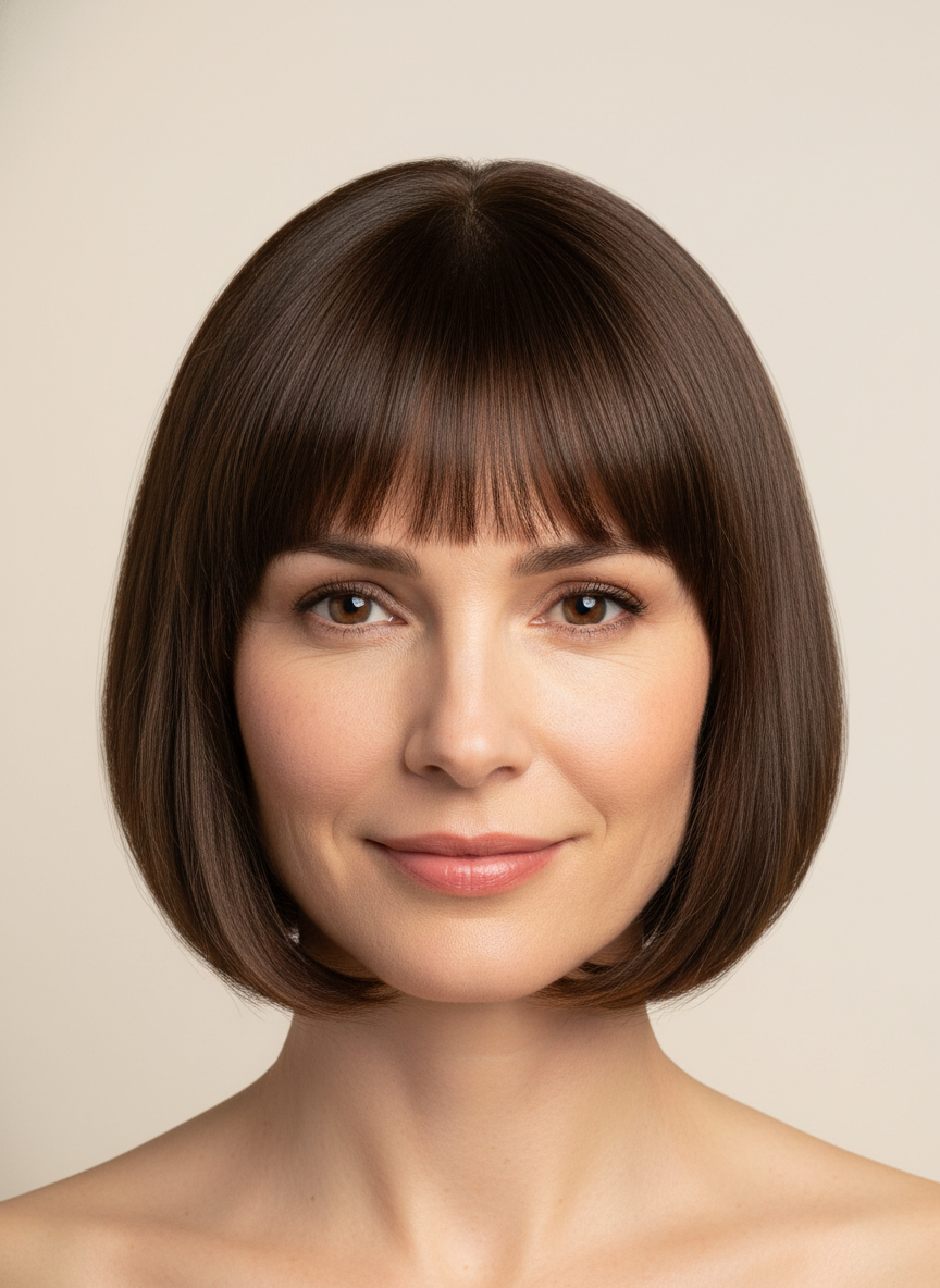 classic medium bob haircut with bangs