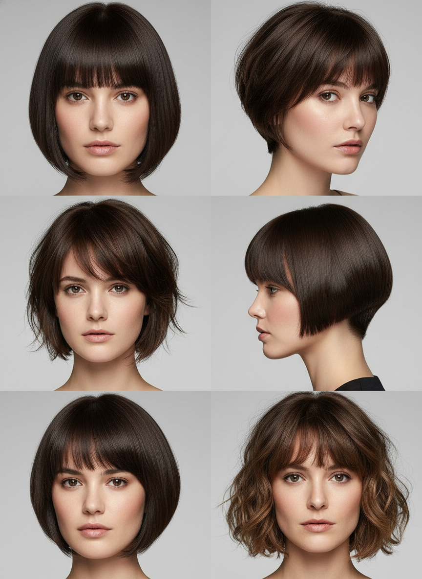 related bob haircuts with bangs and lobs