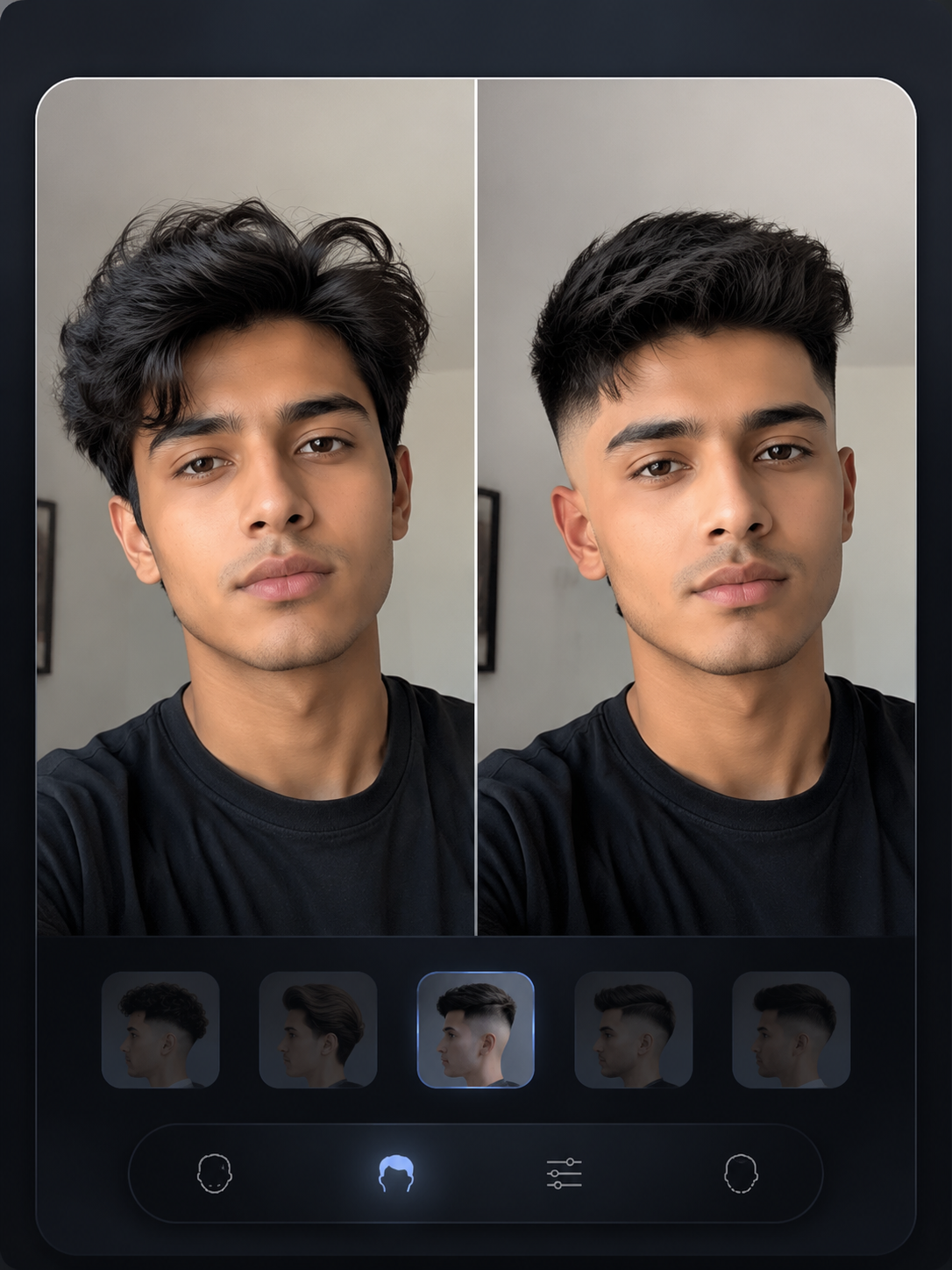 AI mid fade haircut try on preview