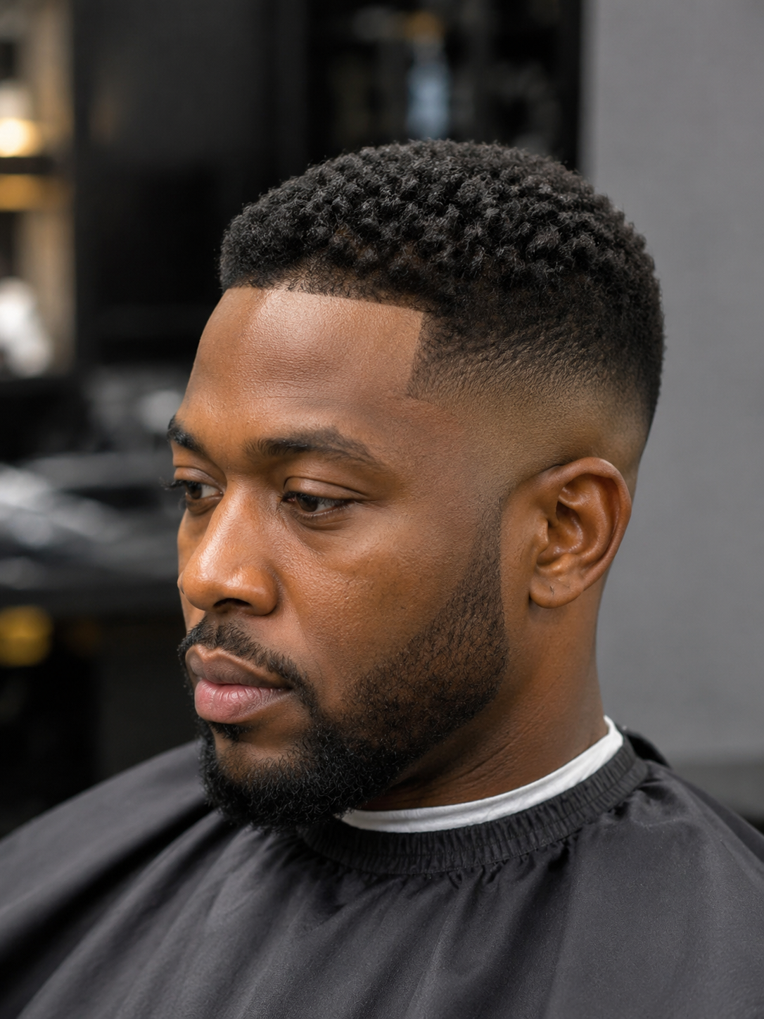 mid fade black male with lineup
