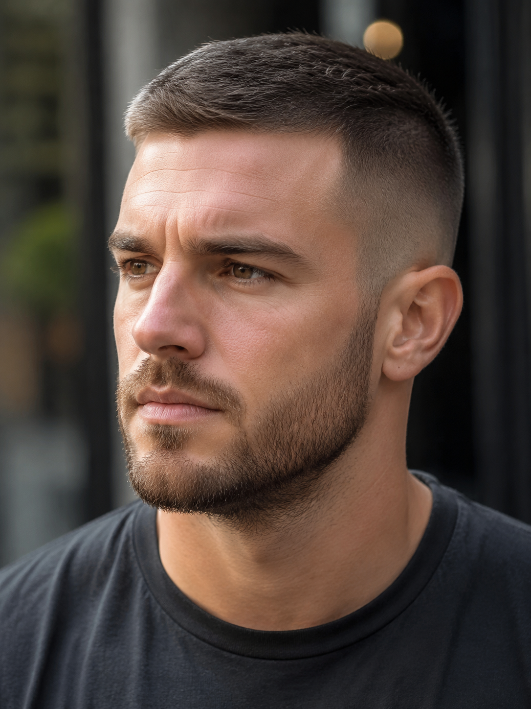 mid fade crew cut with short neat top