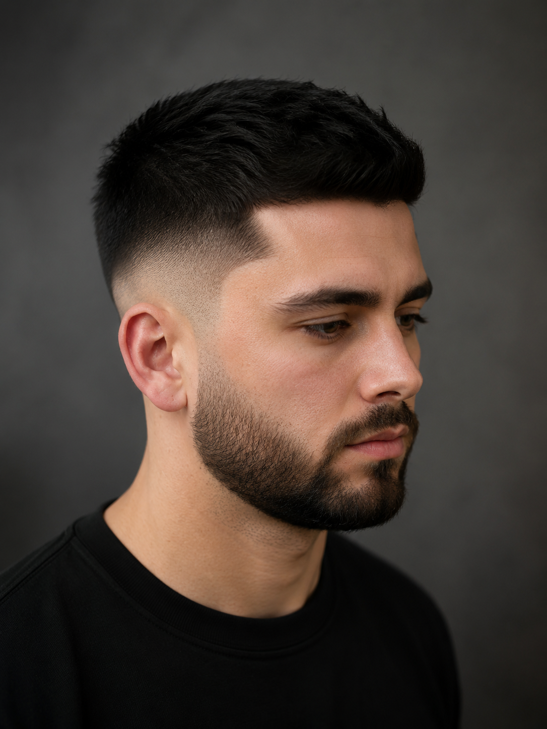 mid skin fade with sides blended to skin