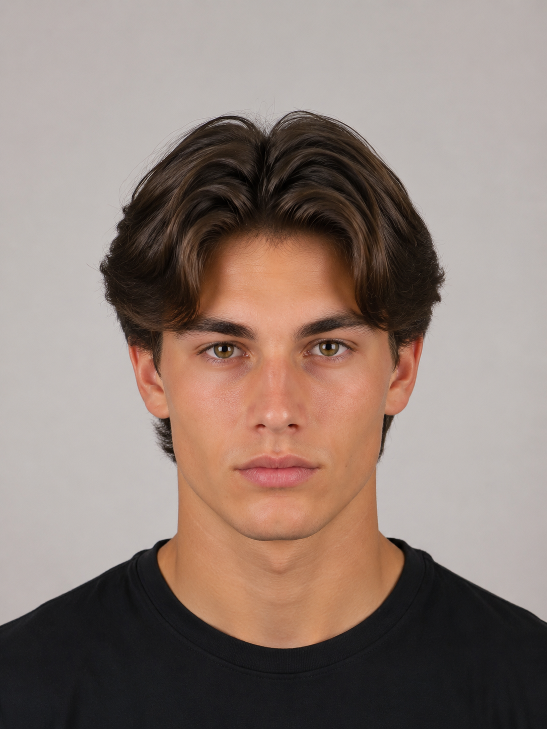 middle part haircut showing center part and side flow