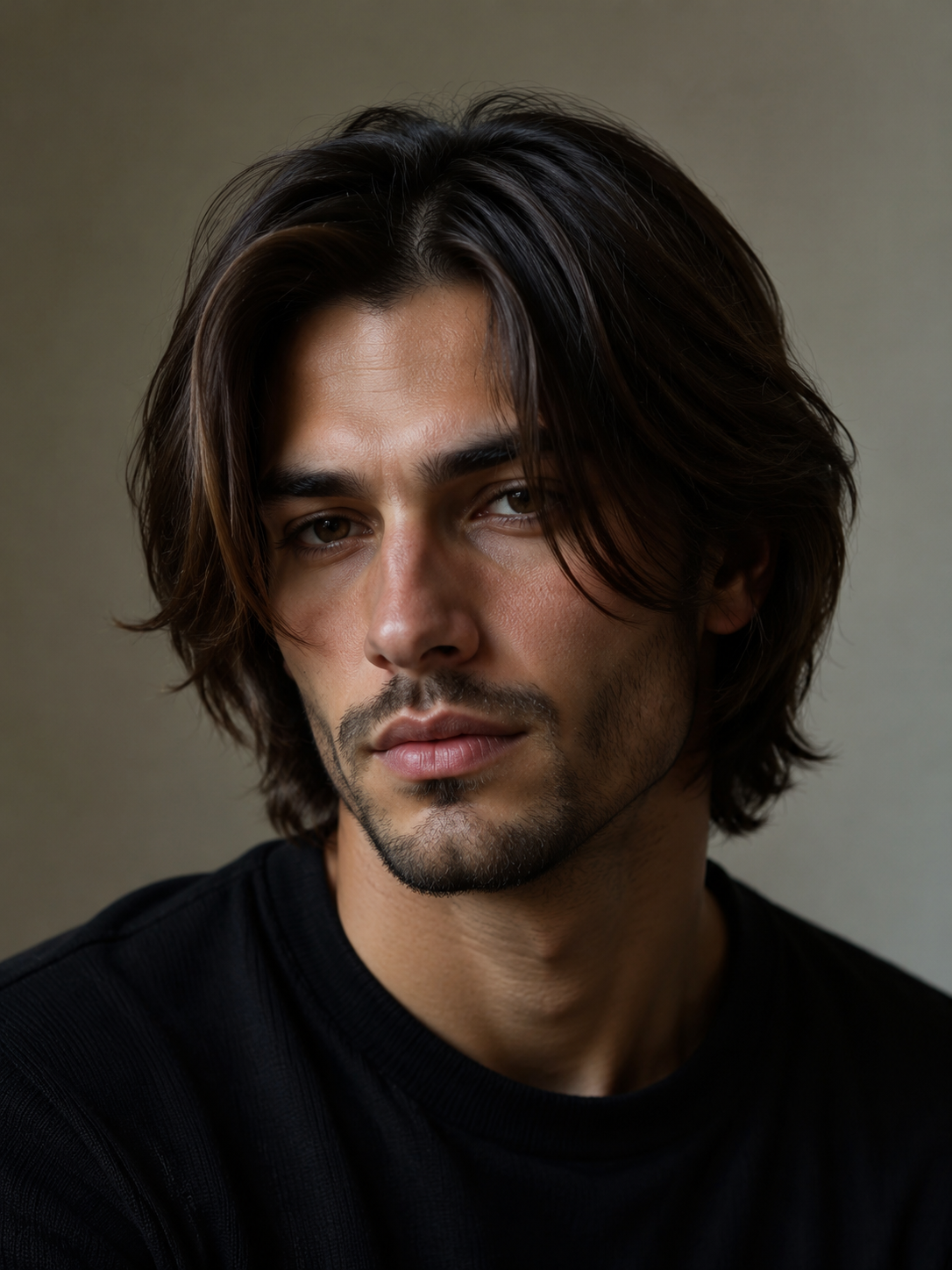 middle part flow haircut with longer front
