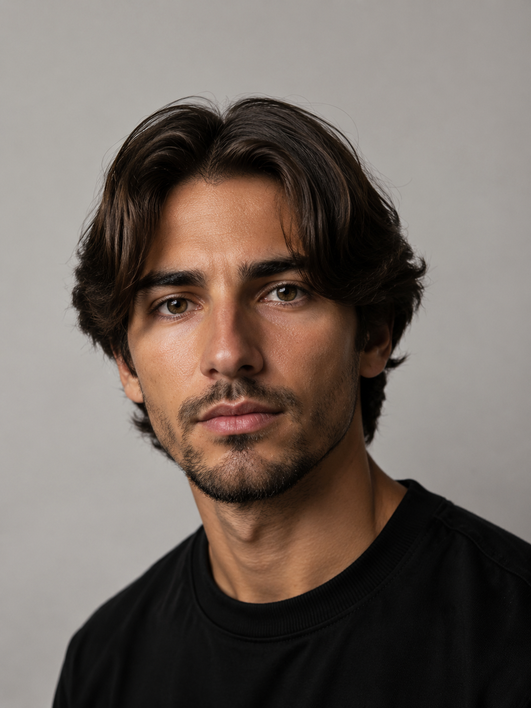 middle part haircut with center part and even flow
