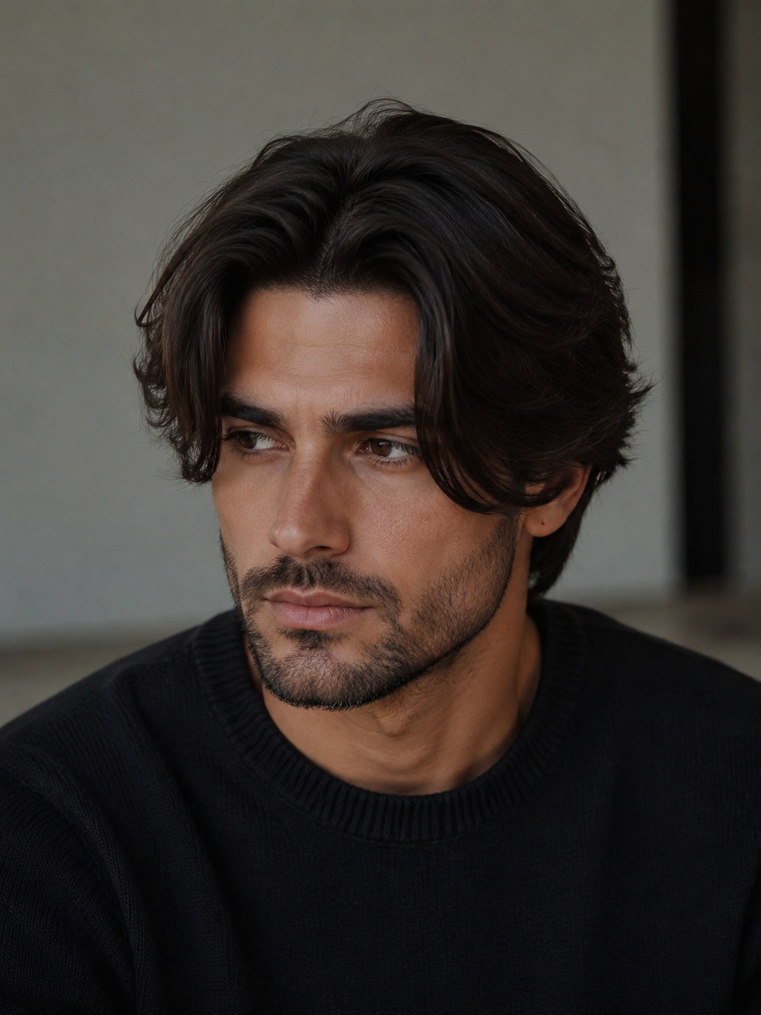 medium middle part haircut