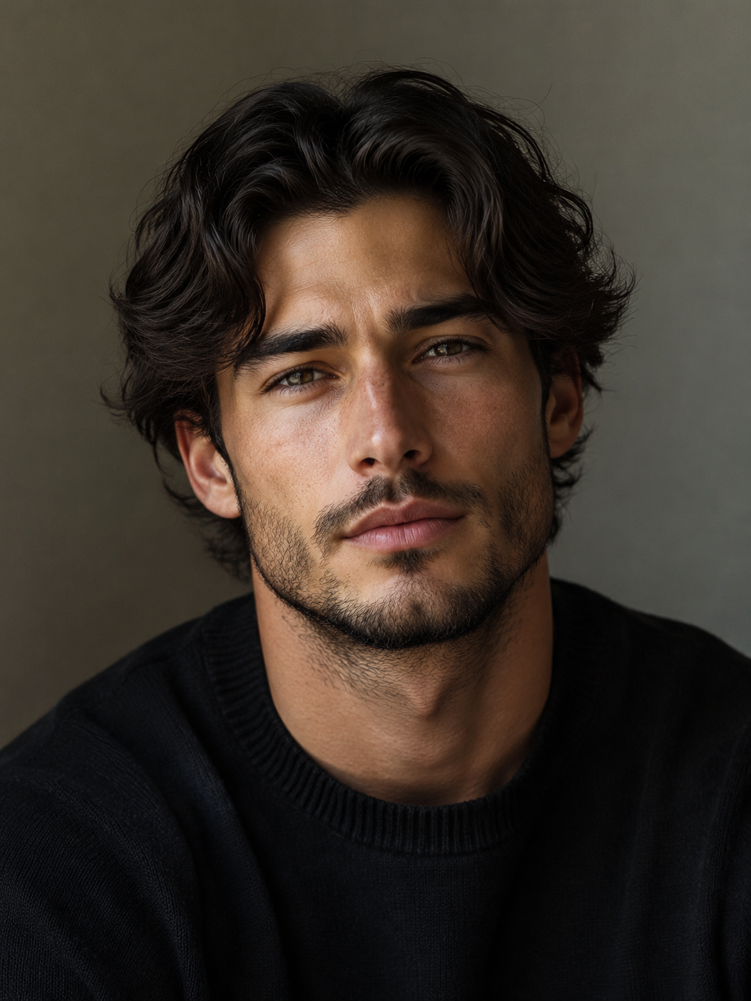 wavy middle part haircut with movement
