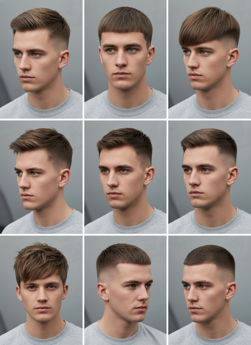 modern Caesar vs classic Caesar French crop crew cut and buzz cut