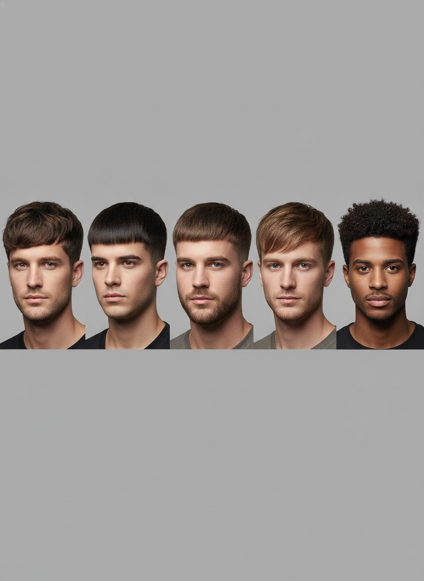 modern Caesar haircut for different face shapes and hair types