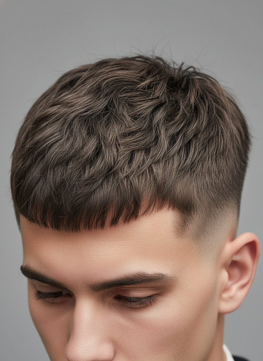 textured Caesar crop with faded sides