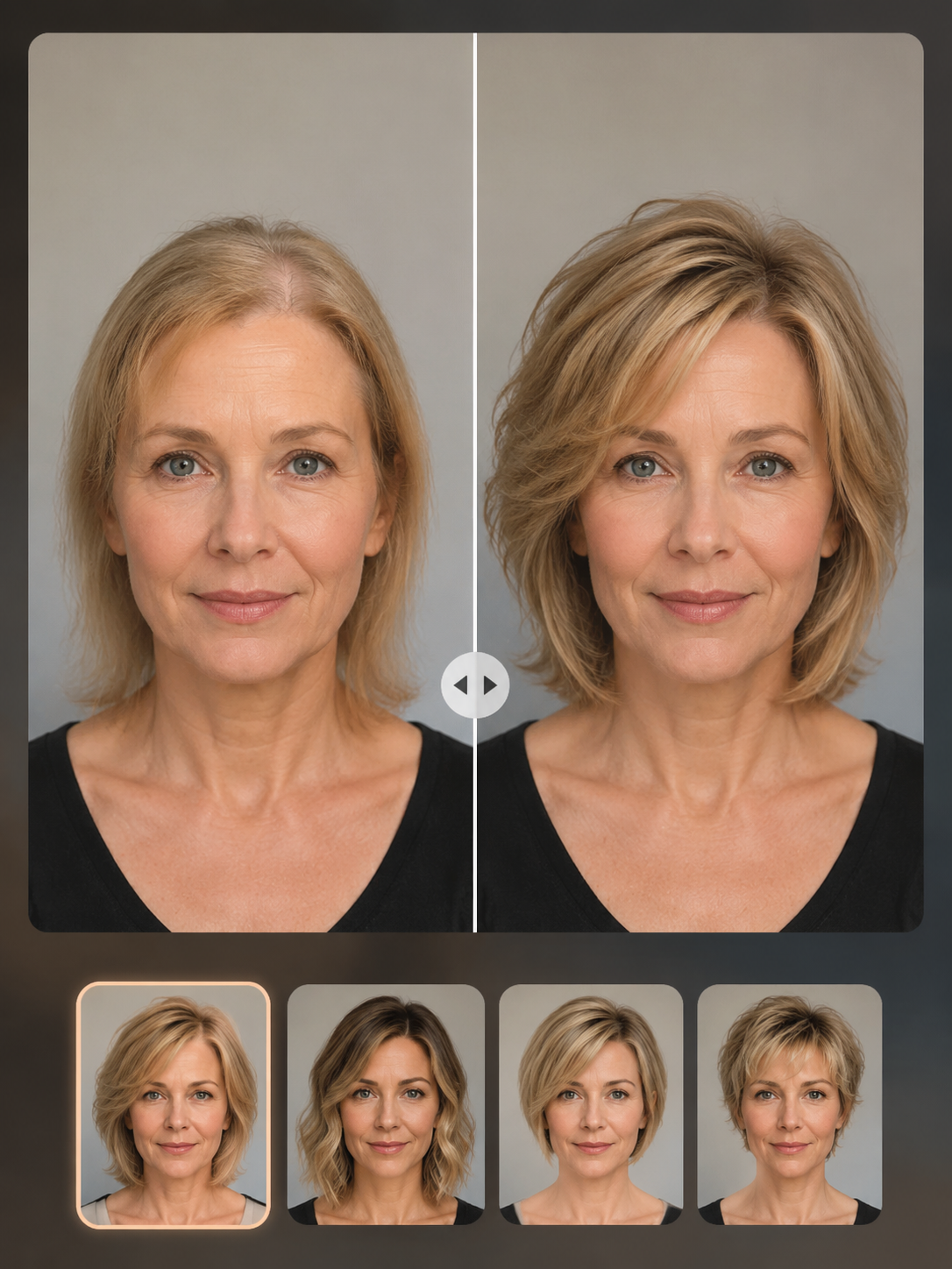 AI try on preview for thin hair haircuts