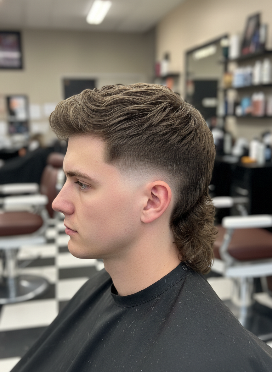 burst fade haircut with curved fade around the ear