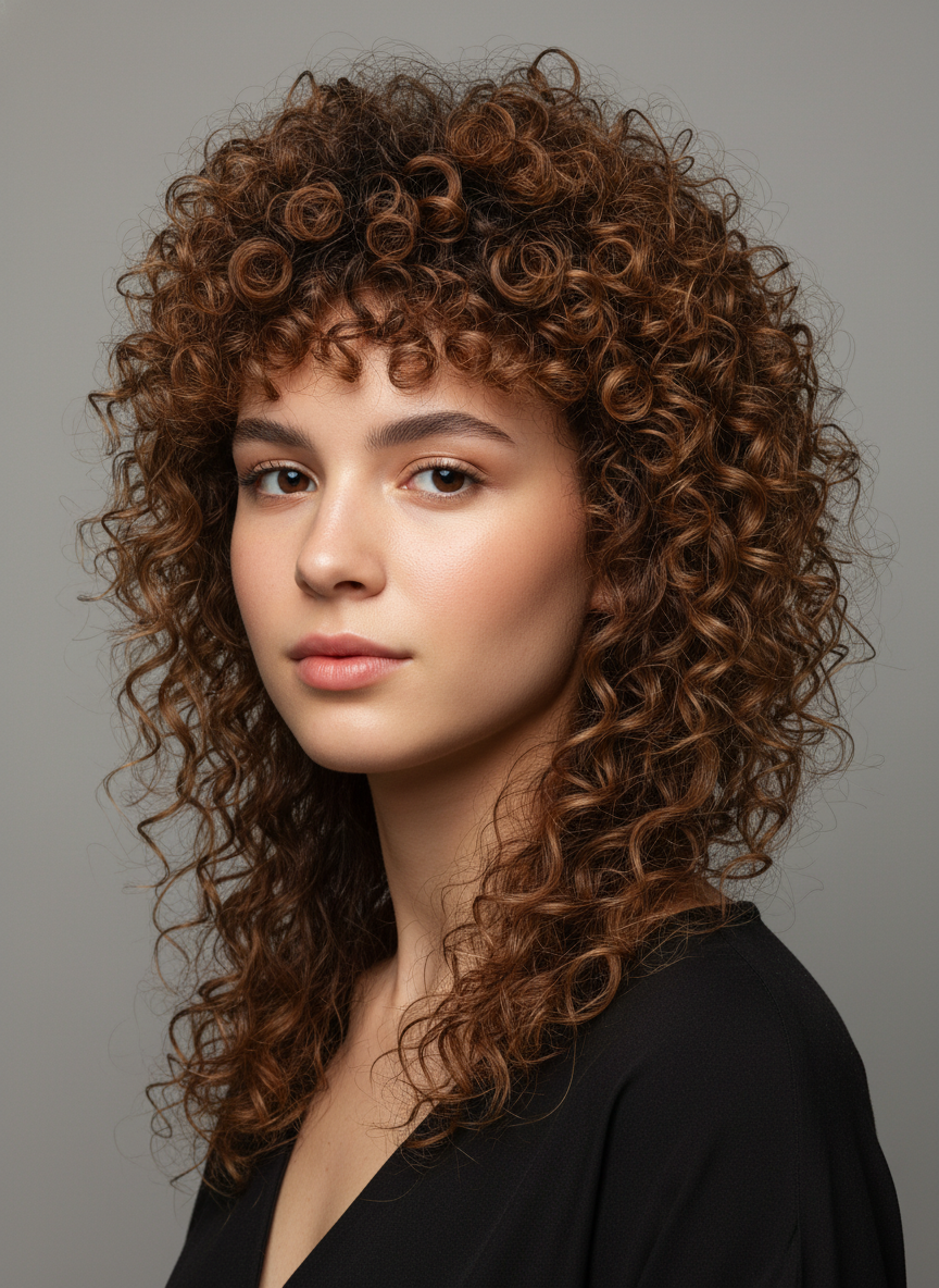 curly back-length haircut with natural texture