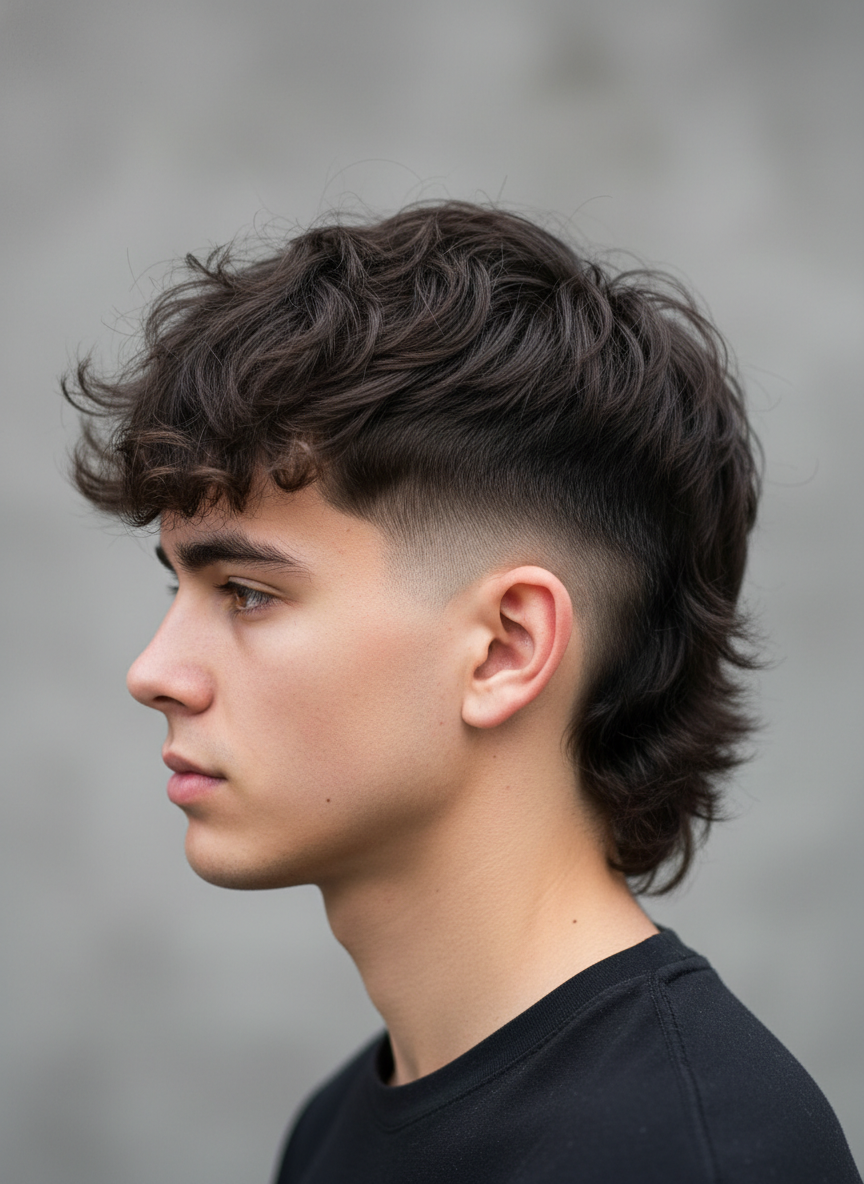 fade haircut with textured top and longer back