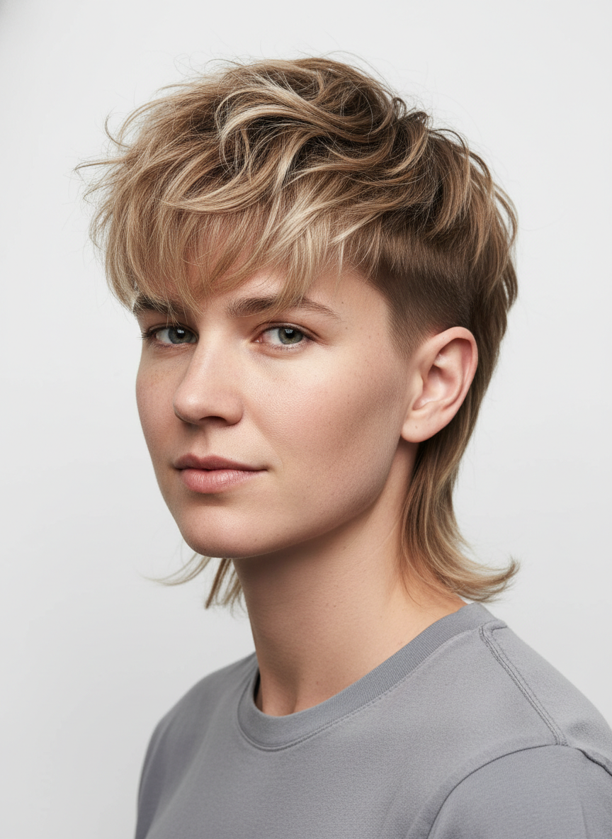 modern short-front long-back haircut with textured layers