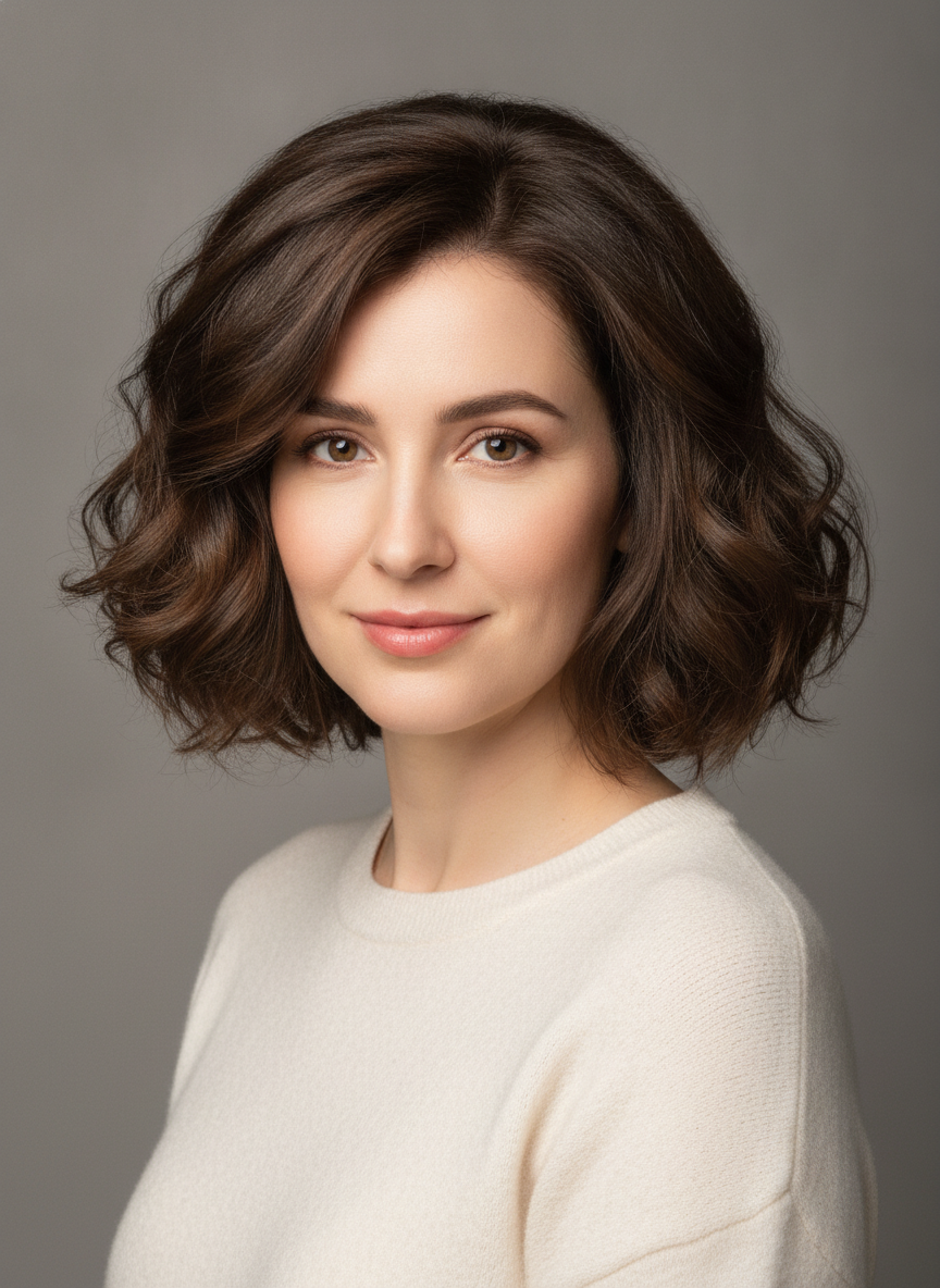 oval face wavy bob