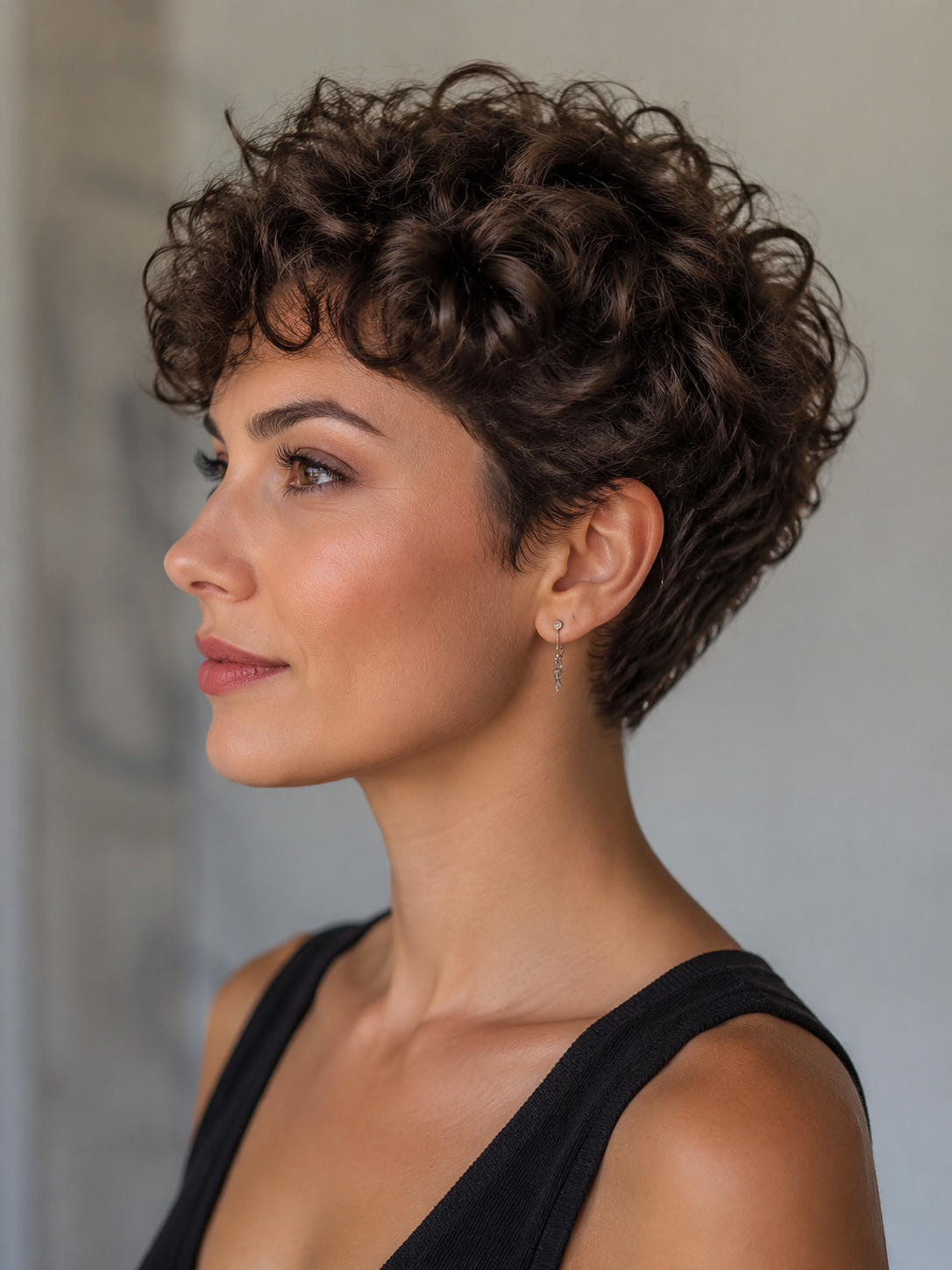 curly pixie cut with shaped curls