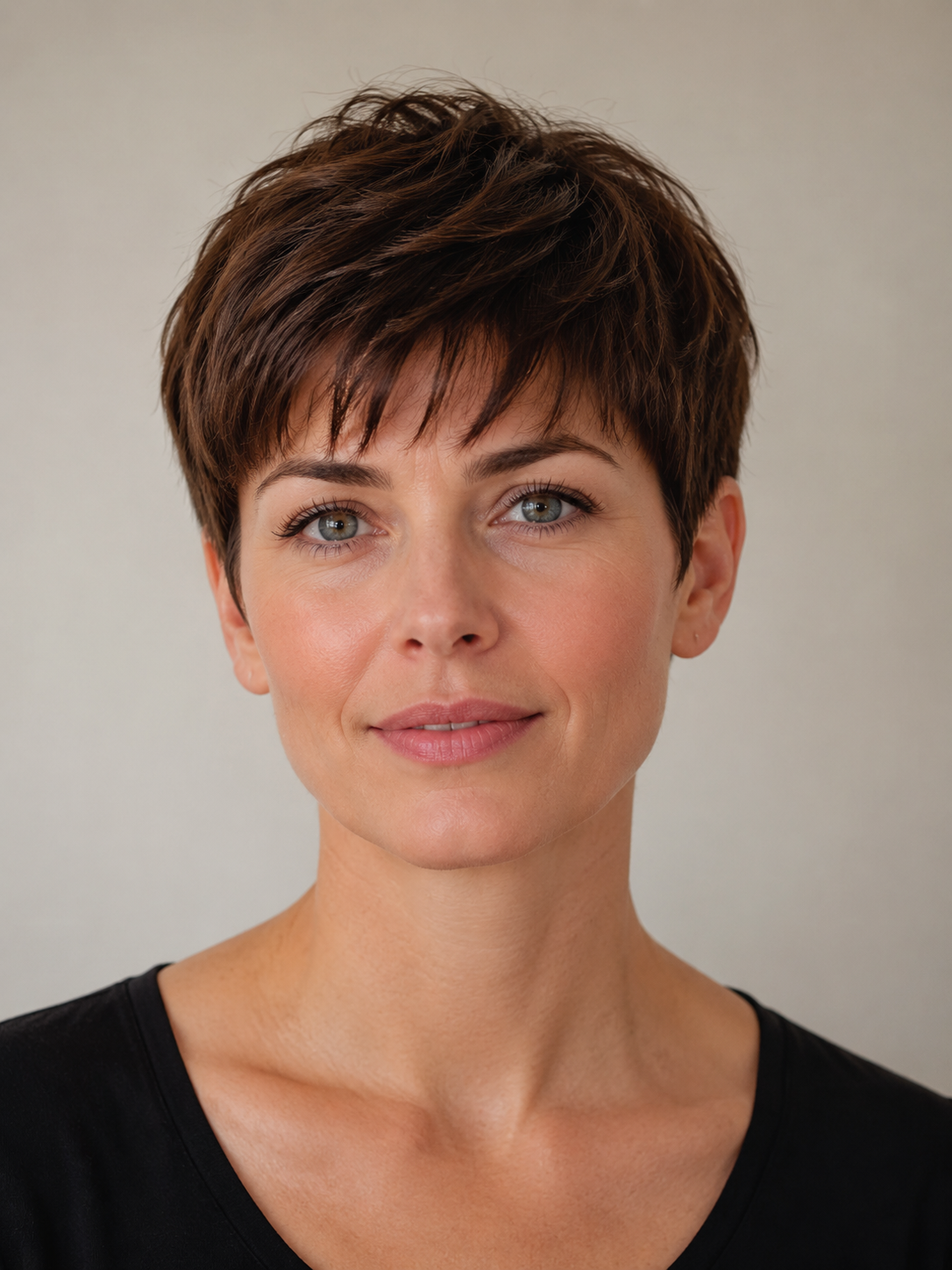 pixie cut with soft bangs