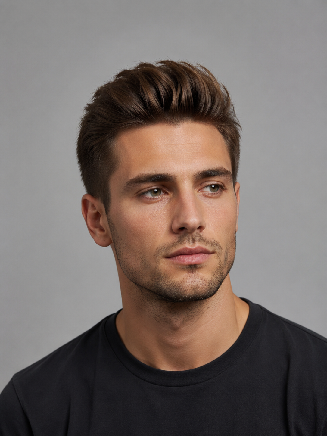 quiff haircut showing lifted front and clean sides