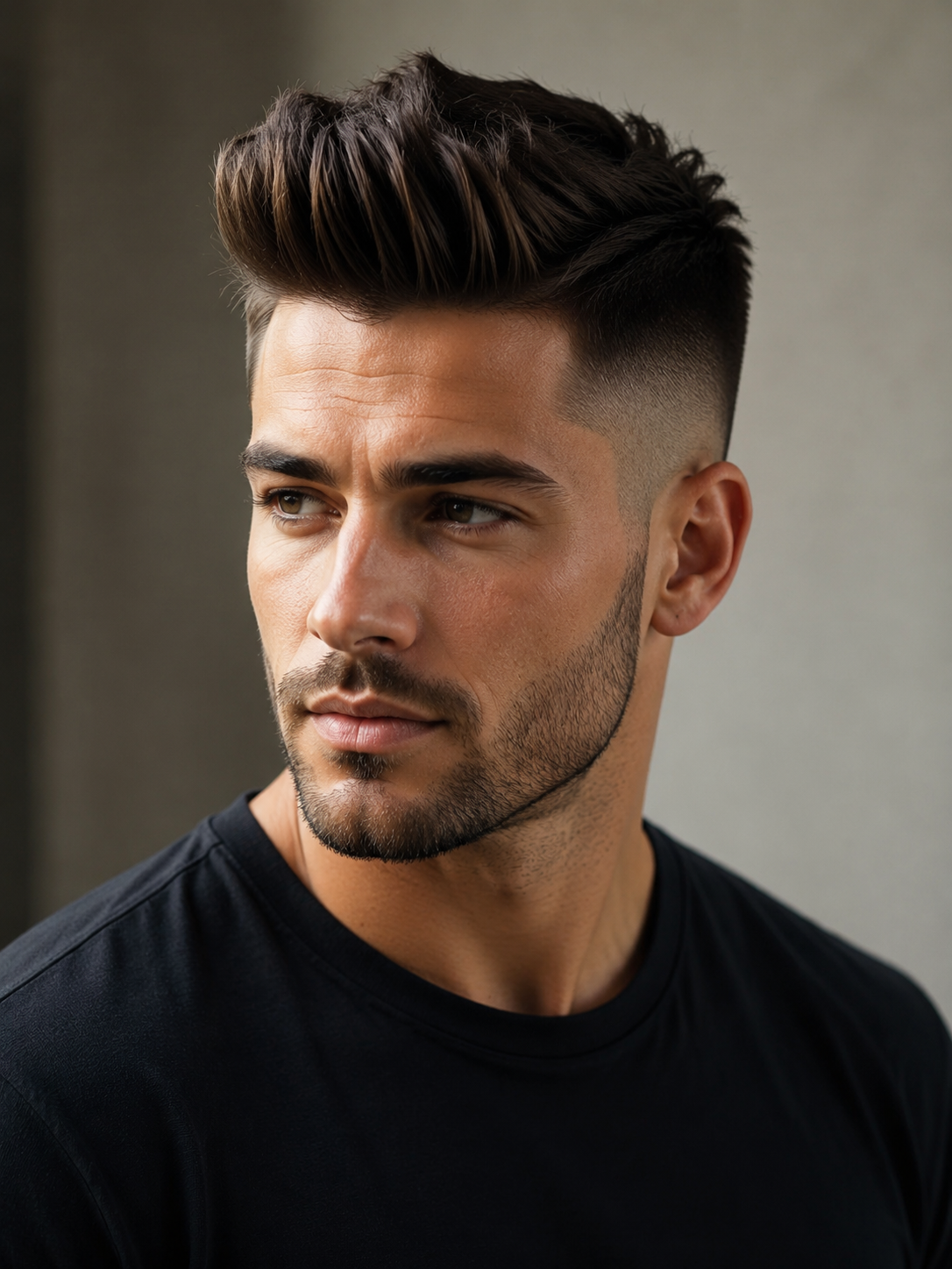 quiff fade with sharp sides