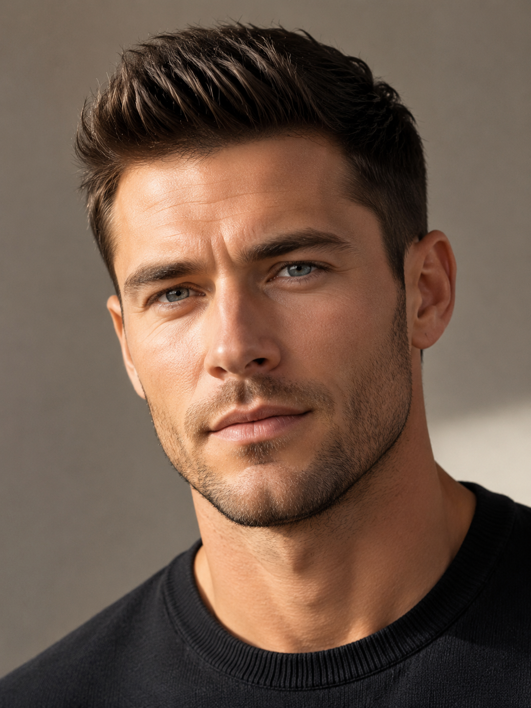 short quiff with compact front