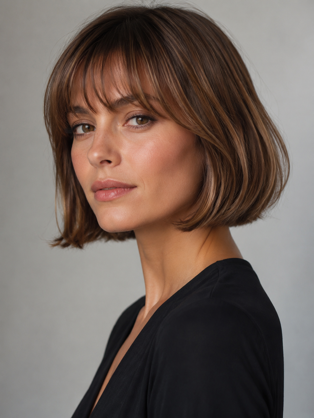 Riviera bob with bangs and chic soft movement