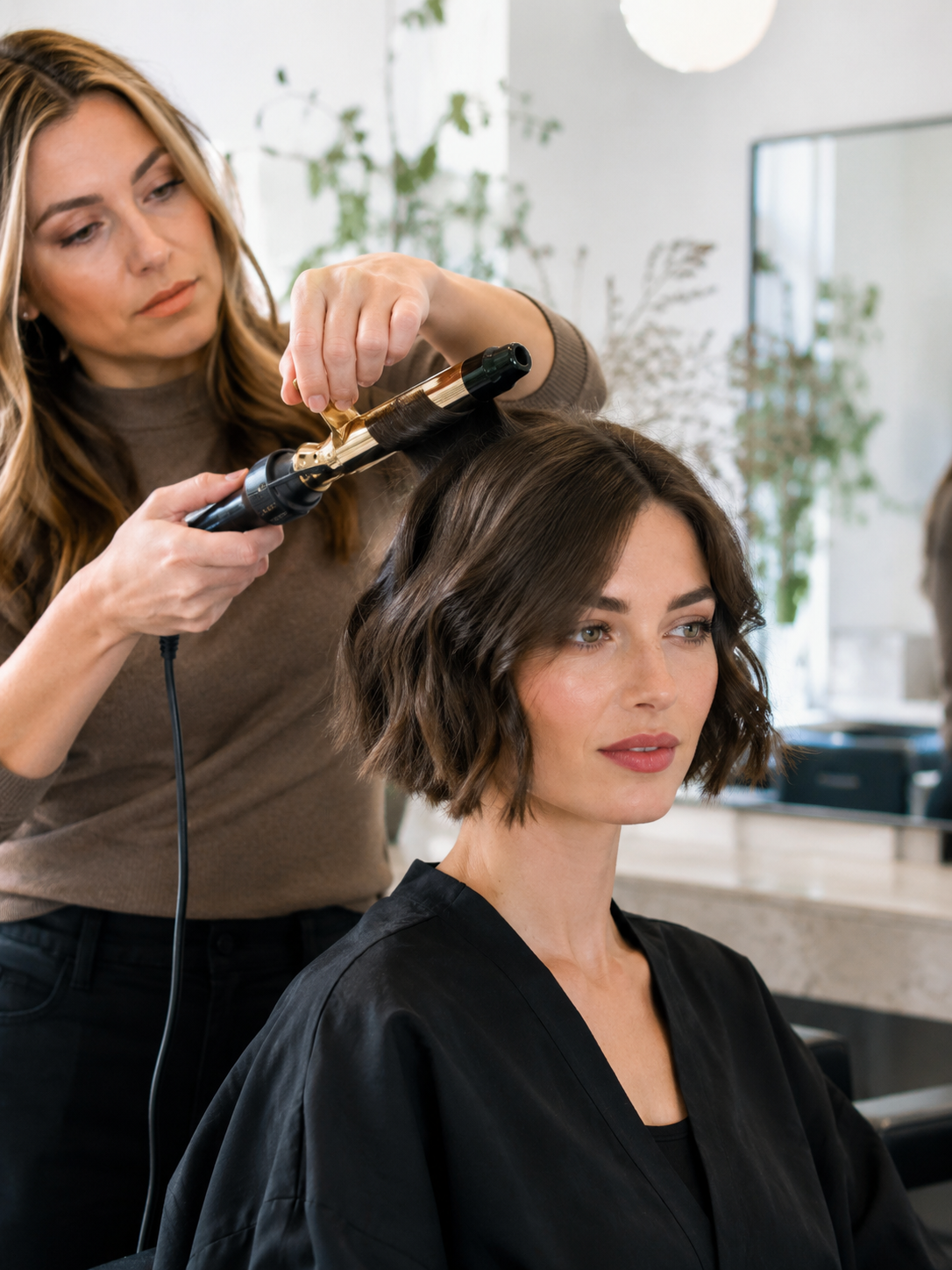 styling a Riviera bob haircut with a blowout and soft waves