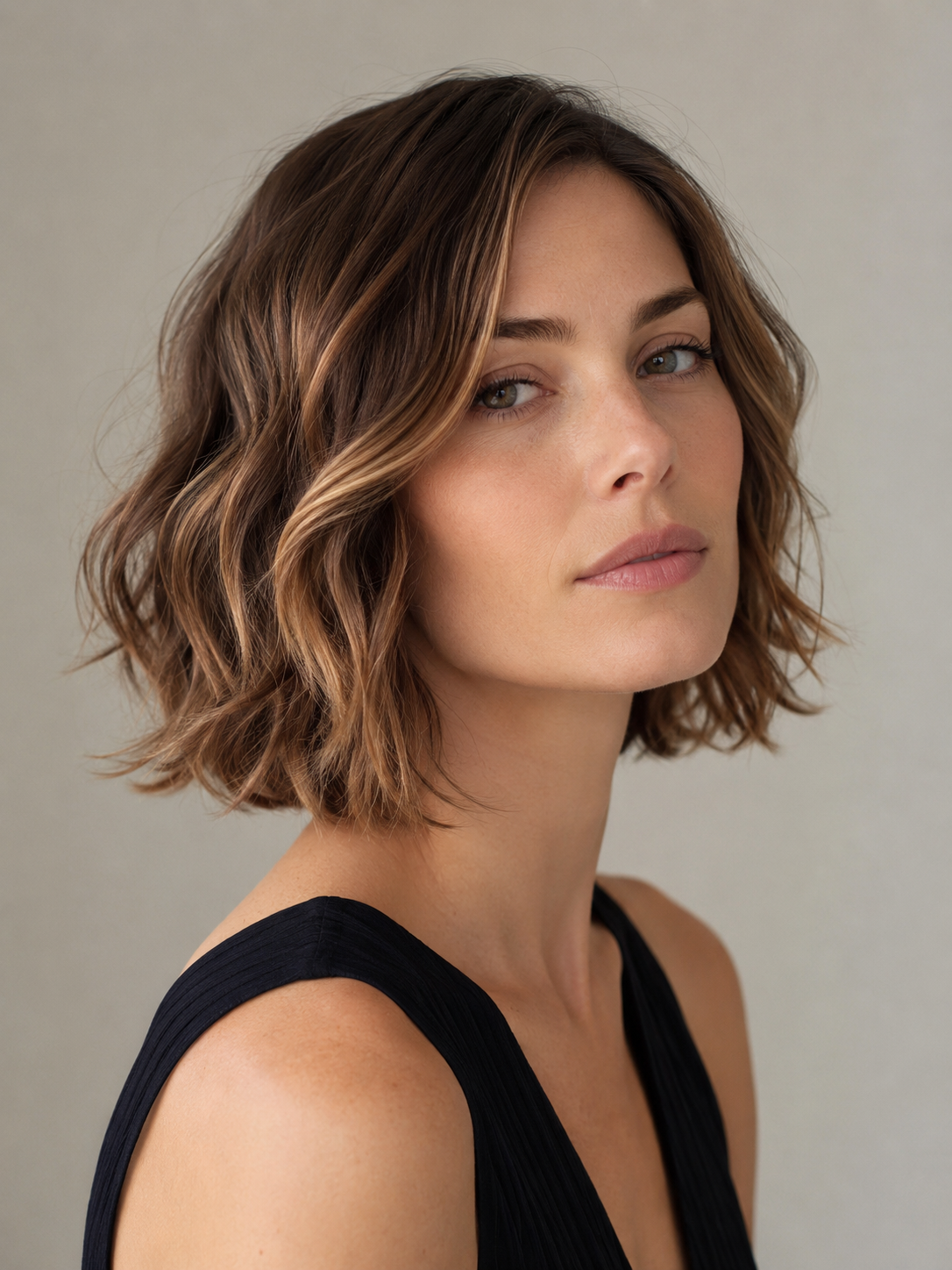 soft wavy Riviera bob with polished movement and gentle waves