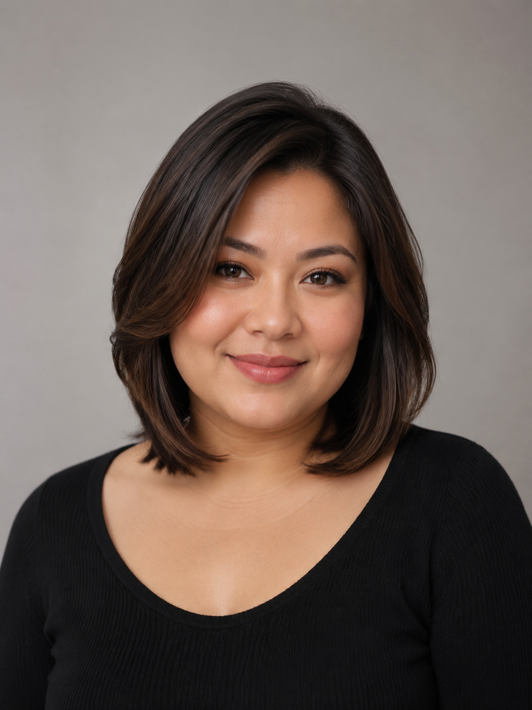 collarbone lob for round face with face-framing length