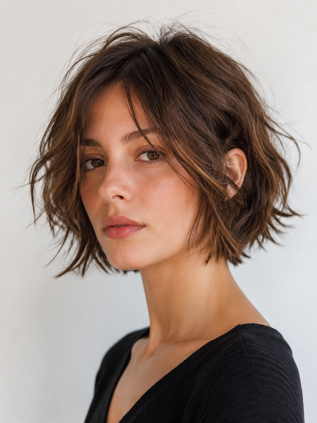 shaggy bob hairstyle with layered texture and relaxed bob shape