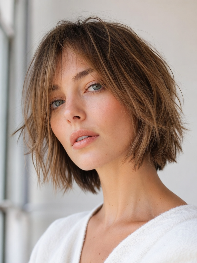 fine hair shaggy bob with airy volume and soft piecey layers