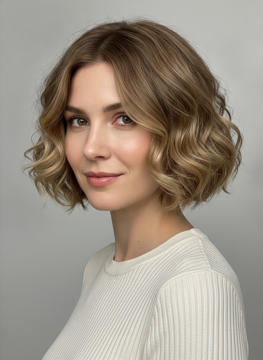 wavy bob with soft natural bends through the ends
