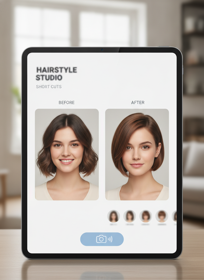 AI try on short haircuts for women