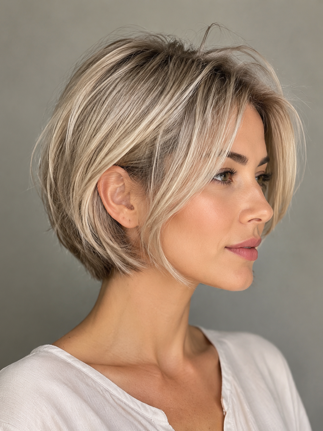 fine hair layered bob with light layers and fuller looking ends
