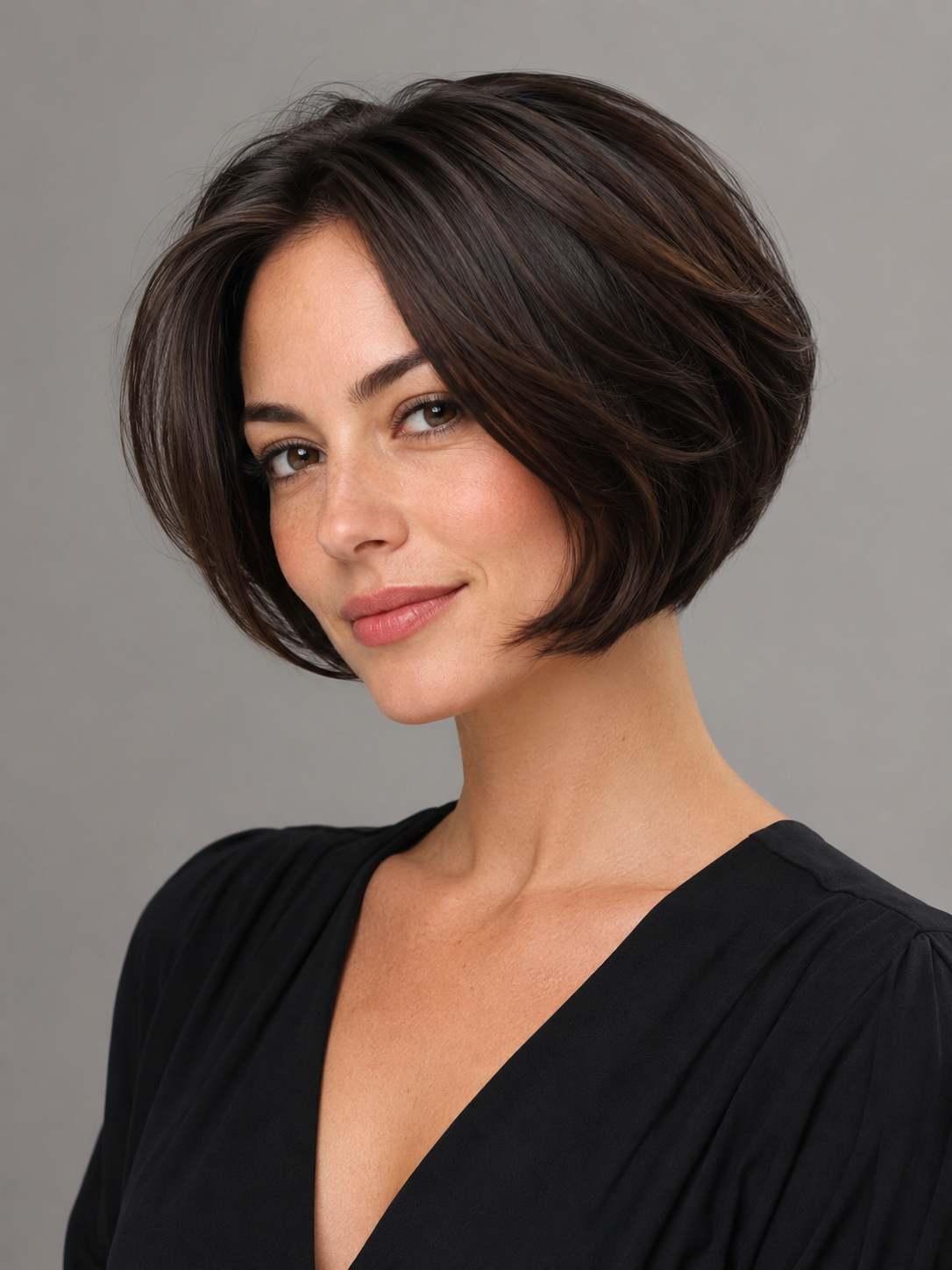 stacked layered bob with graduation in the back for added volume