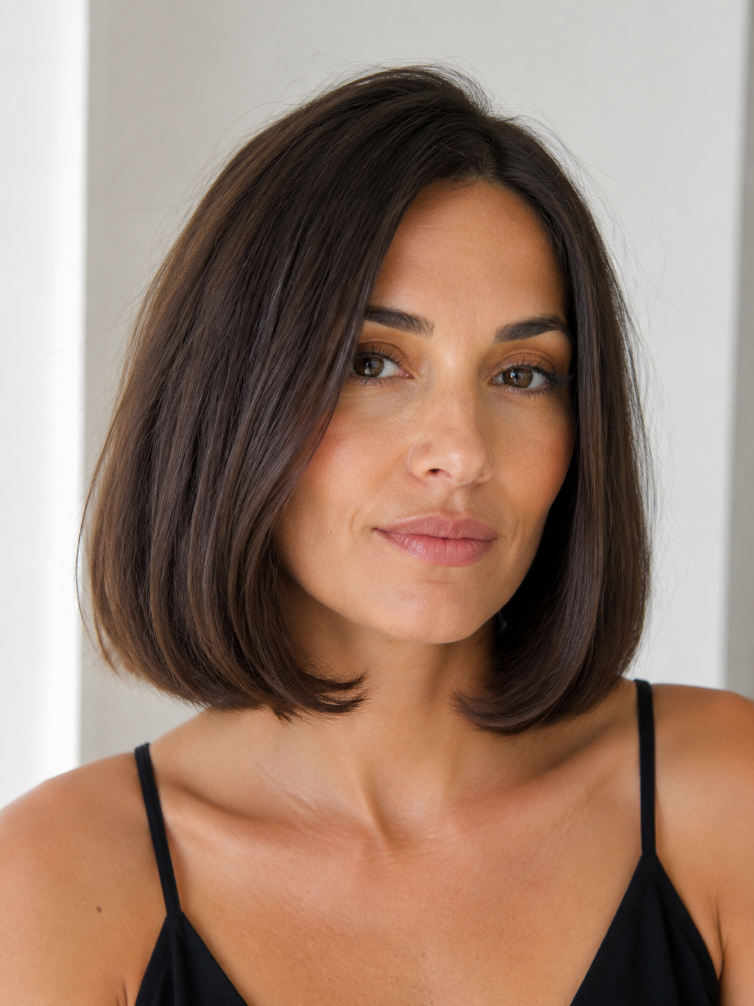shoulder length bob for fine hair with clean blunt fuller looking ends