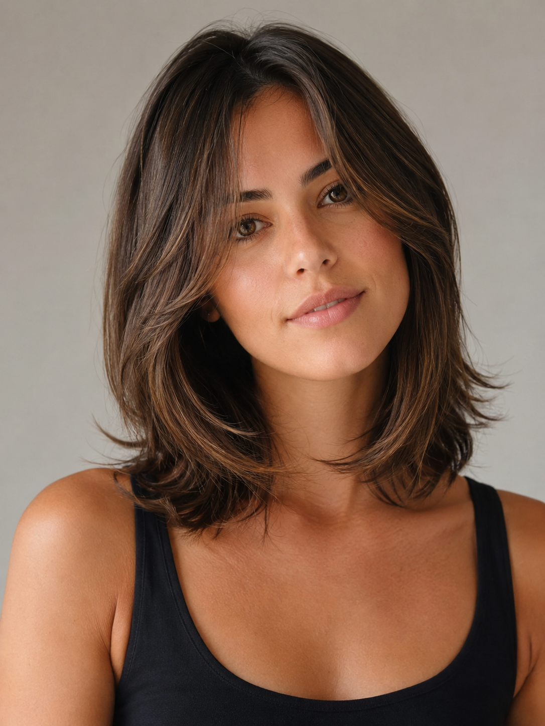 layered shoulder length bob with airy movement around the face